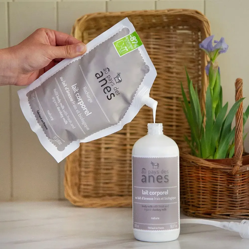 Beauty products - Fresh and organic donkey milk body lotion refill 500ml - AU PAYS DES ÂNES