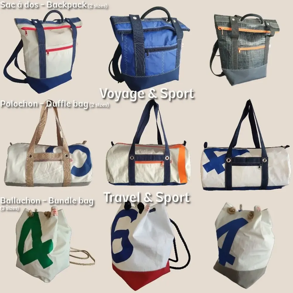 Sacs et cabas - Sac en voile de bateau recyclée - écoresponsable - fabriqué en France - LES TOILES DU LARGE