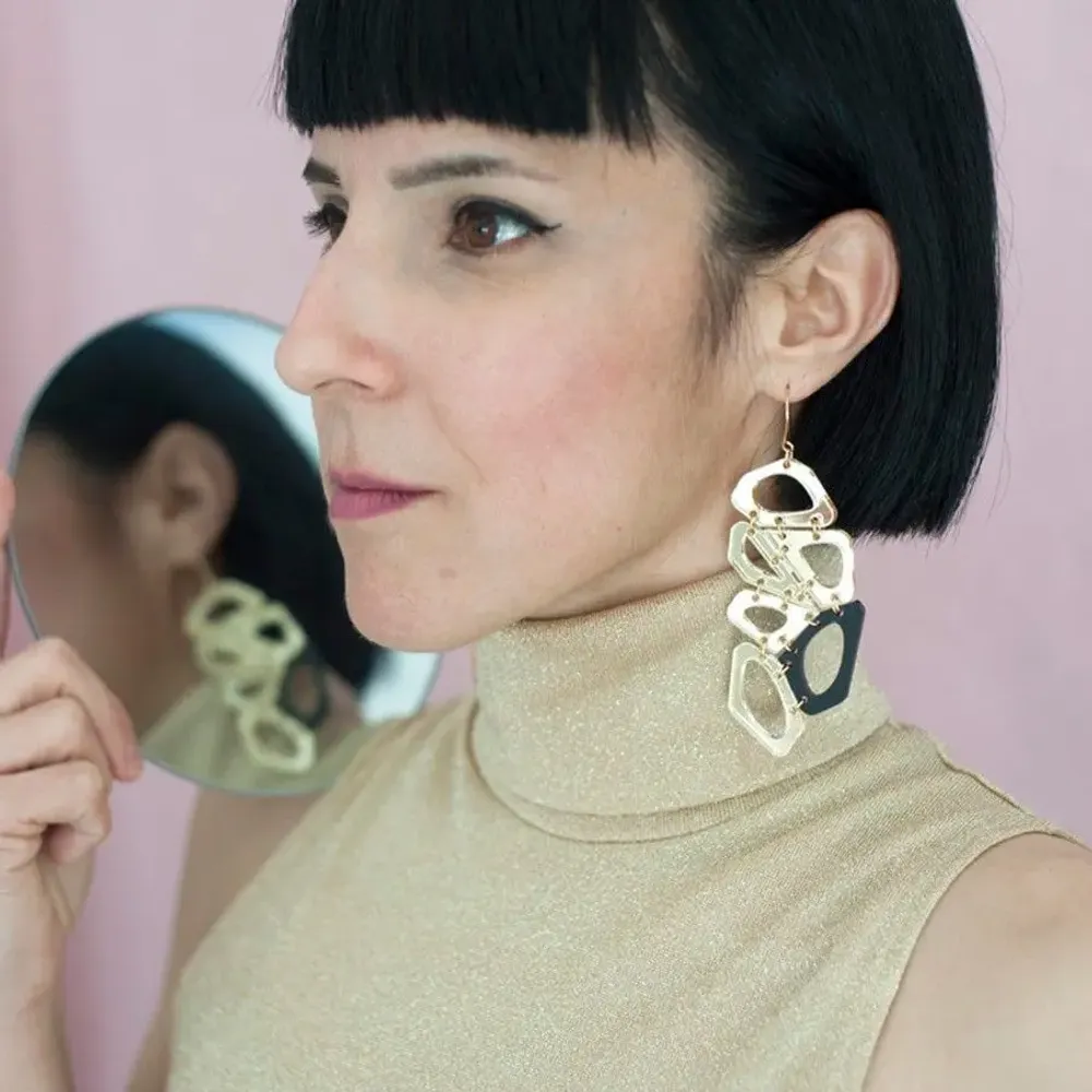 Bijoux - Voronoi Earrings – Bold Architectural Statement Jewelry - PAMELA COROMOTO