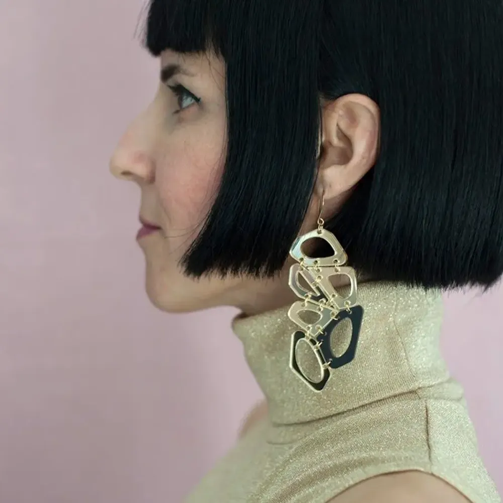 Bijoux - Voronoi Earrings – Bold Architectural Statement Jewelry - PAMELA COROMOTO
