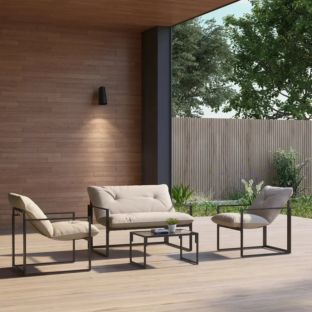 Lawn sofas - 4-seater 4-piece yachting-style garden furniture set - AOSOM BUSINESS
