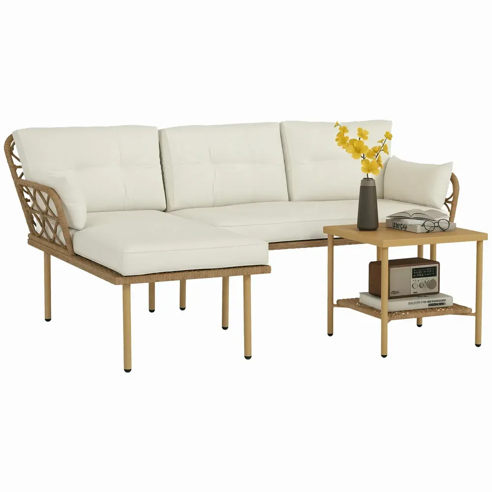 Lawn sofas - 4-seater corner garden furniture set in exotic style, woven resin - AOSOM BUSINESS