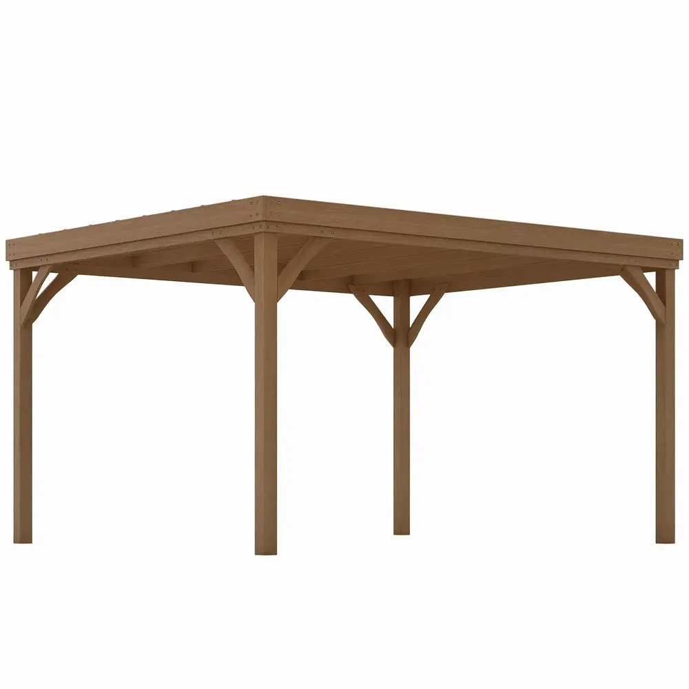 Pergolas - Pergola autoportante style rustique dim. 3,65L x 3l x 2,15H m sapin pré-huilé - AOSOM BUSINESS