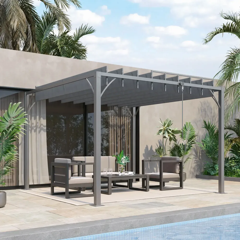 Pergolas - Pergola lames orientables 2,9L x 2,95l x 2,13H m alu. acier époxy polyester gris - AOSOM BUSINESS