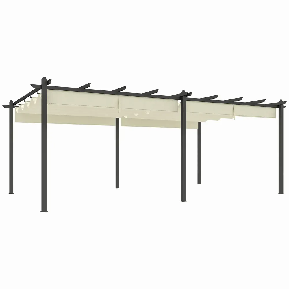 Pergolas - Large retractable pergola in high-density polyester and aluminum - AOSOM BUSINESS