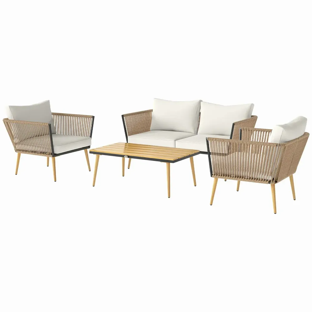 Lawn sofas - 4-seater garden furniture set, 4 pieces, Scandinavian design, resin - AOSOM BUSINESS