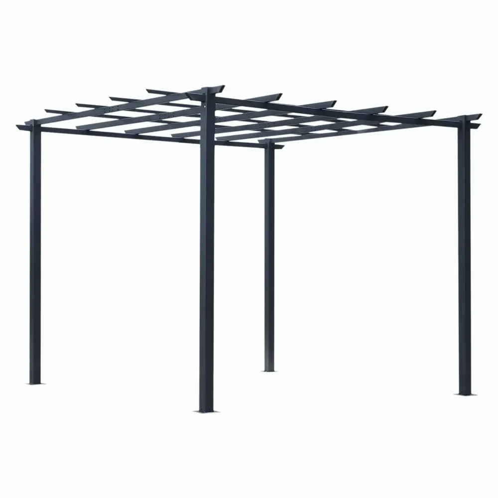 Pergolas - Pergola rétractable polyester haute densité métal époxy gris - AOSOM BUSINESS