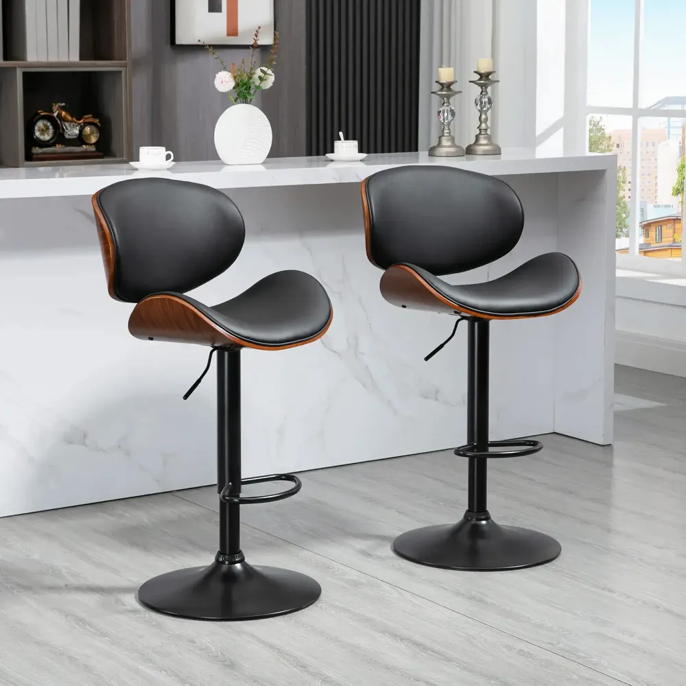Tabourets - Lot de 2 tabourets de bar design contemporain bois PU - AOSOM BUSINESS