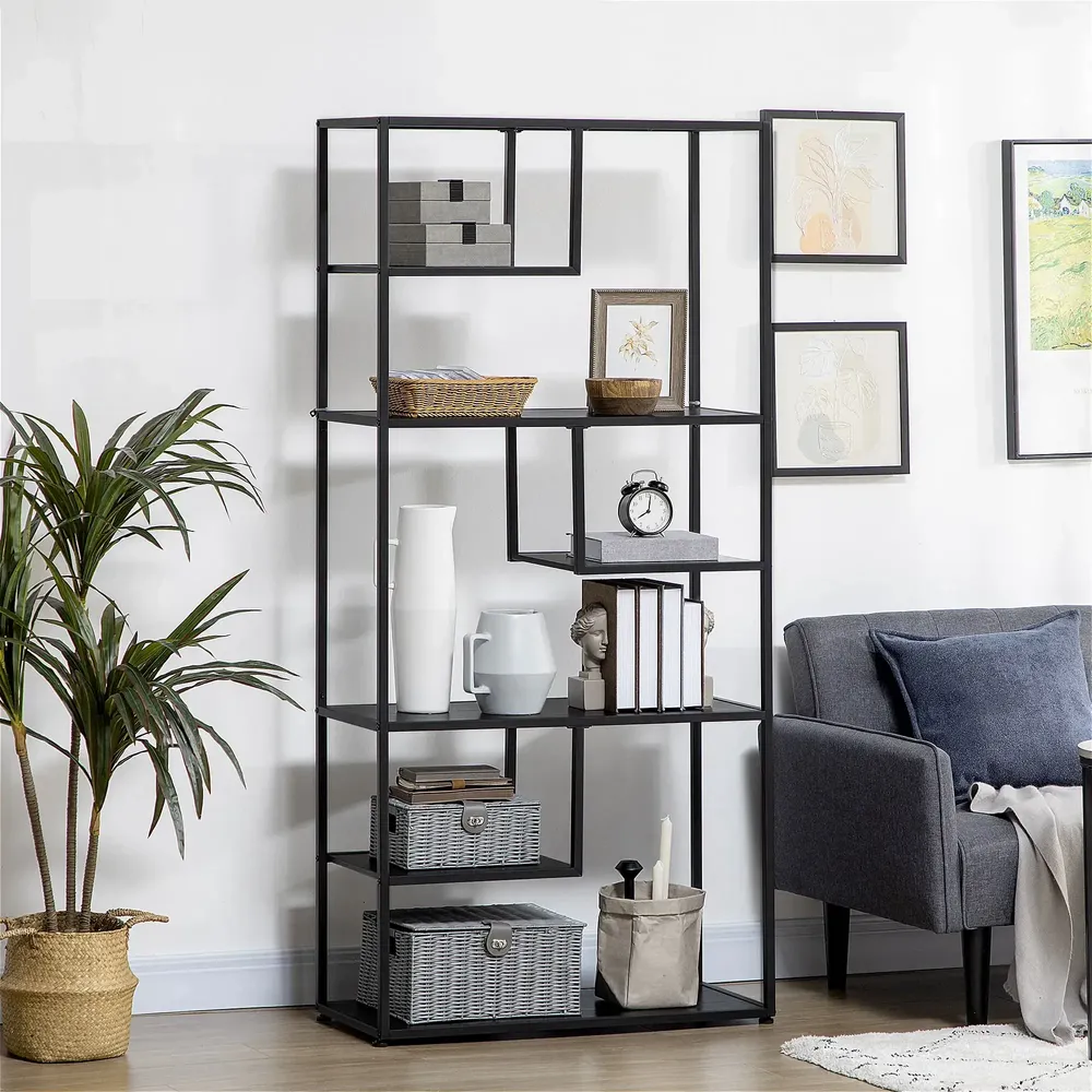 Bookshelves - Industrial style bookcase storage shelf 7 levels - AOSOM BUSINESS