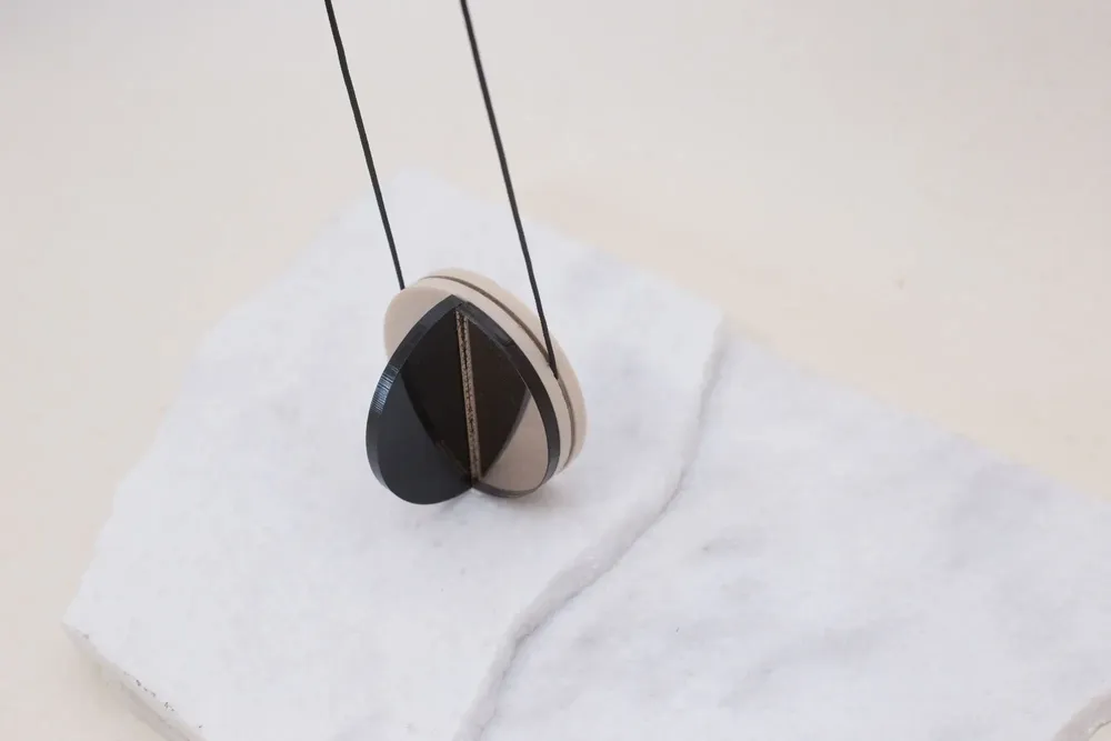 Jewelry - Dexel Necklace / Constructivist-Inspired pendant with sculptural lines - PAMELA COROMOTO