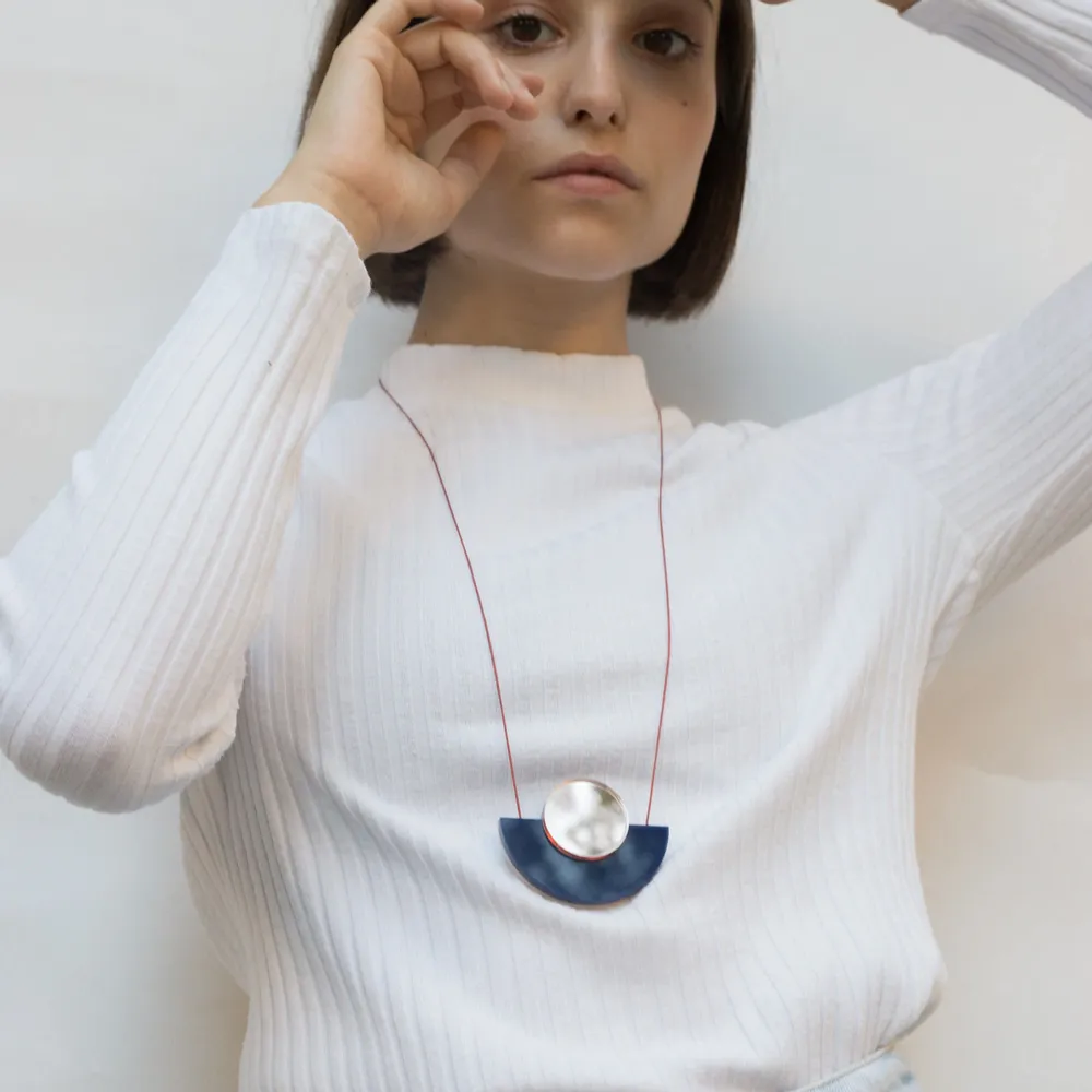 Bijoux - Blok Necklace – Reversible pendant with bold minimalist design - PAMELA COROMOTO