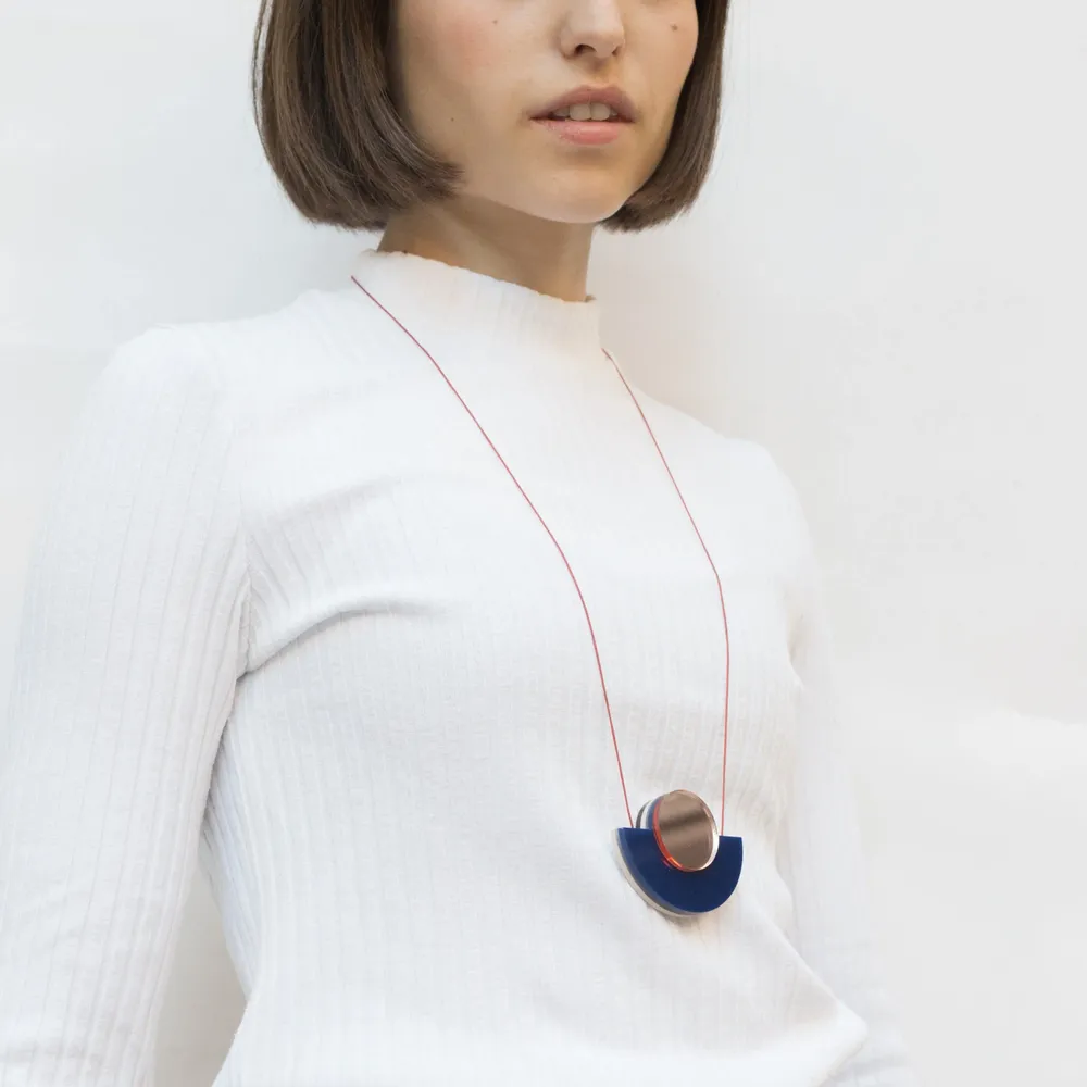 Bijoux - Blok Necklace – Reversible pendant with bold minimalist design - PAMELA COROMOTO