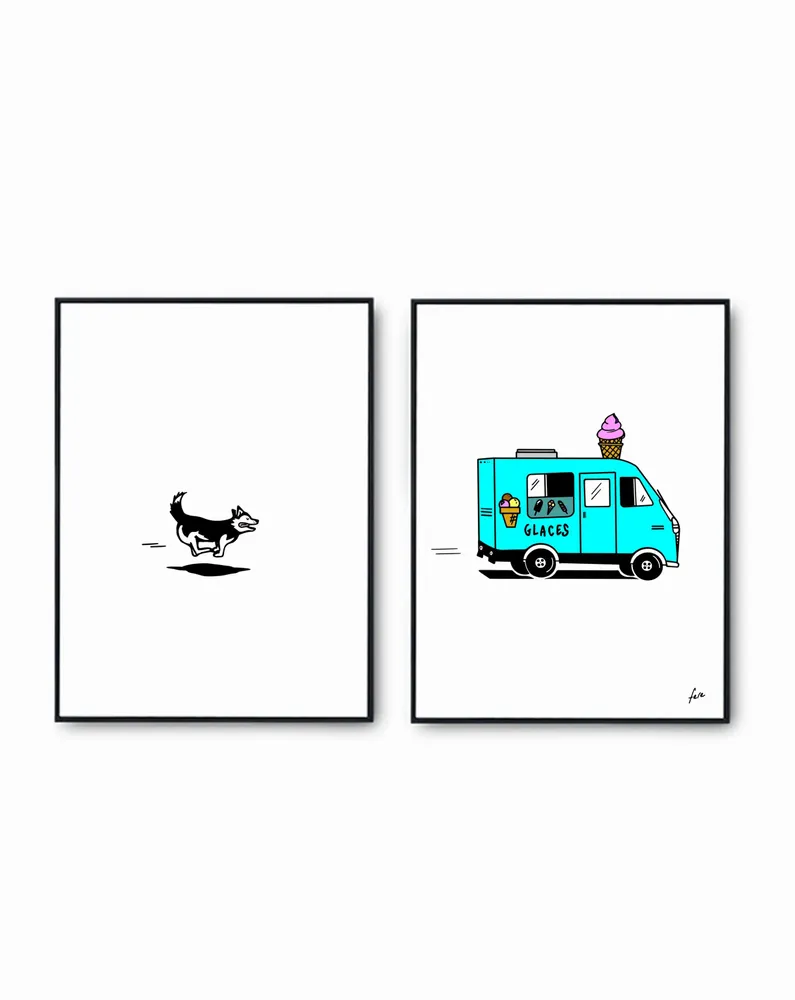 Affiches - DUOS D'AFFICHES SHOPS AND DOGS - Quand les chiens tiennent boutique - FERE