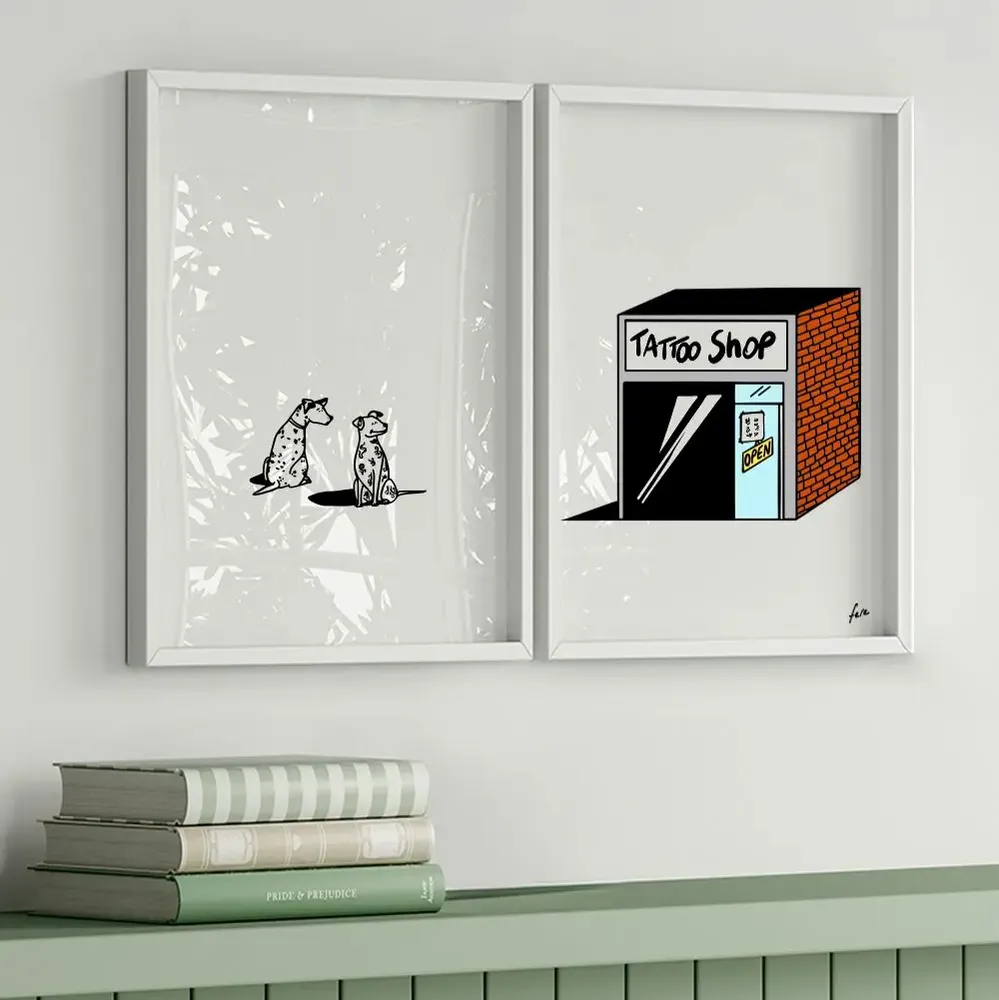 Affiches - DUOS D'AFFICHES SHOPS AND DOGS - Quand les chiens tiennent boutique - FERE