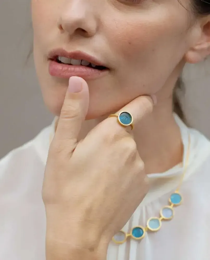 Jewelry - GOLDEN RING GAUDÍ JEWELRY CASA BATLLÓ BLUE - JOIDART