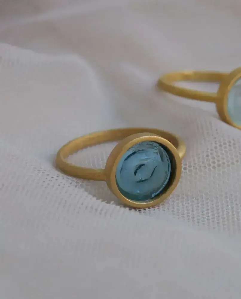 Jewelry - GOLDEN RING GAUDÍ JEWELRY CASA BATLLÓ BLUE - JOIDART