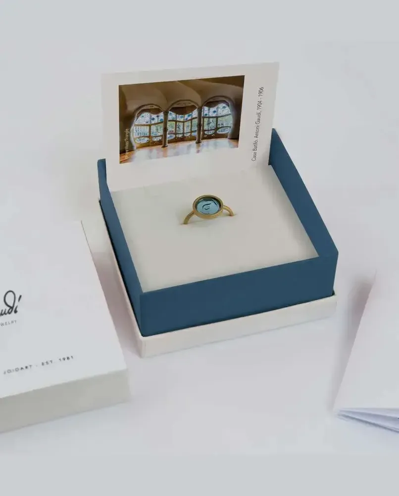 Jewelry - GOLDEN RING GAUDÍ JEWELRY CASA BATLLÓ BLUE - JOIDART