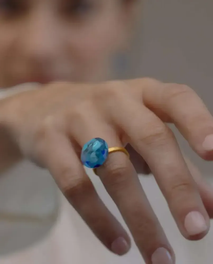 Bijoux - BAGUE DORÉE GAUDÍ JEWELRY BLEUE - JOIDART