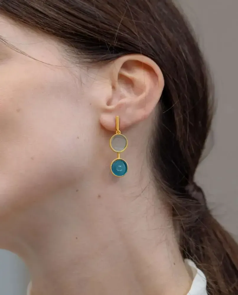 Bijoux - BOUCLES D'OREILLES LONGUES DORÉES GAUDÍ JEWELRY BLEU - JOIDART