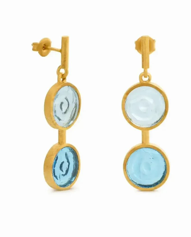 Bijoux - BOUCLES D'OREILLES LONGUES DORÉES GAUDÍ JEWELRY BLEU - JOIDART
