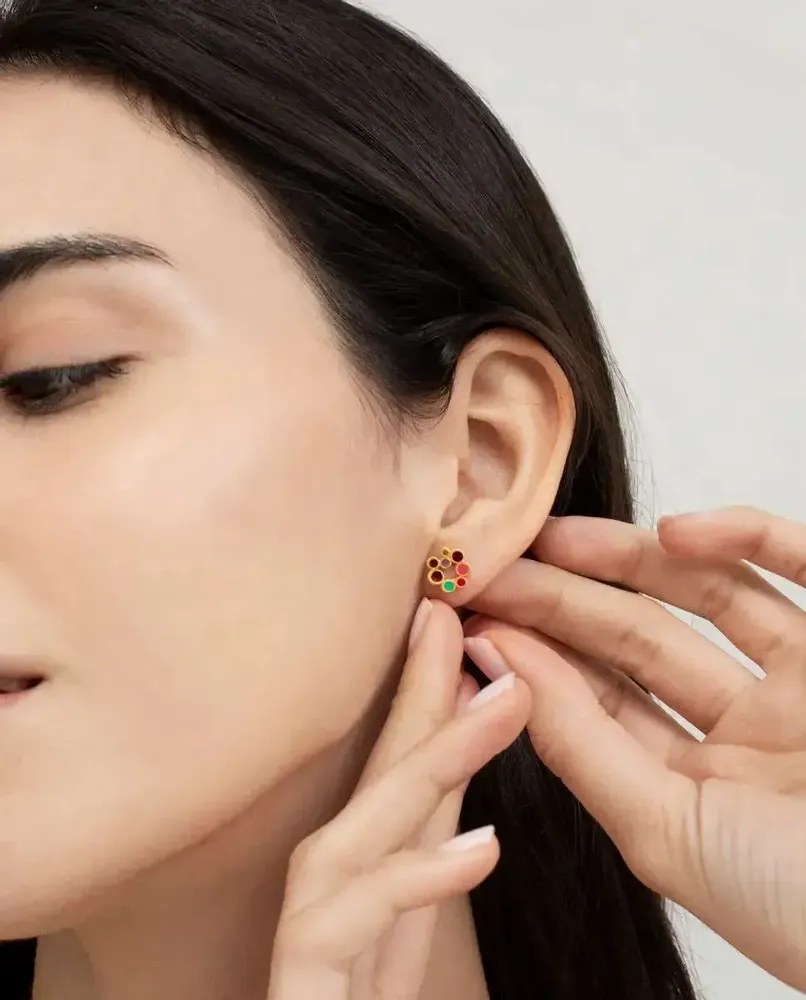Jewelry - SMALL GOLDEN EARRINGS CANDY COLOURS - JOIDART