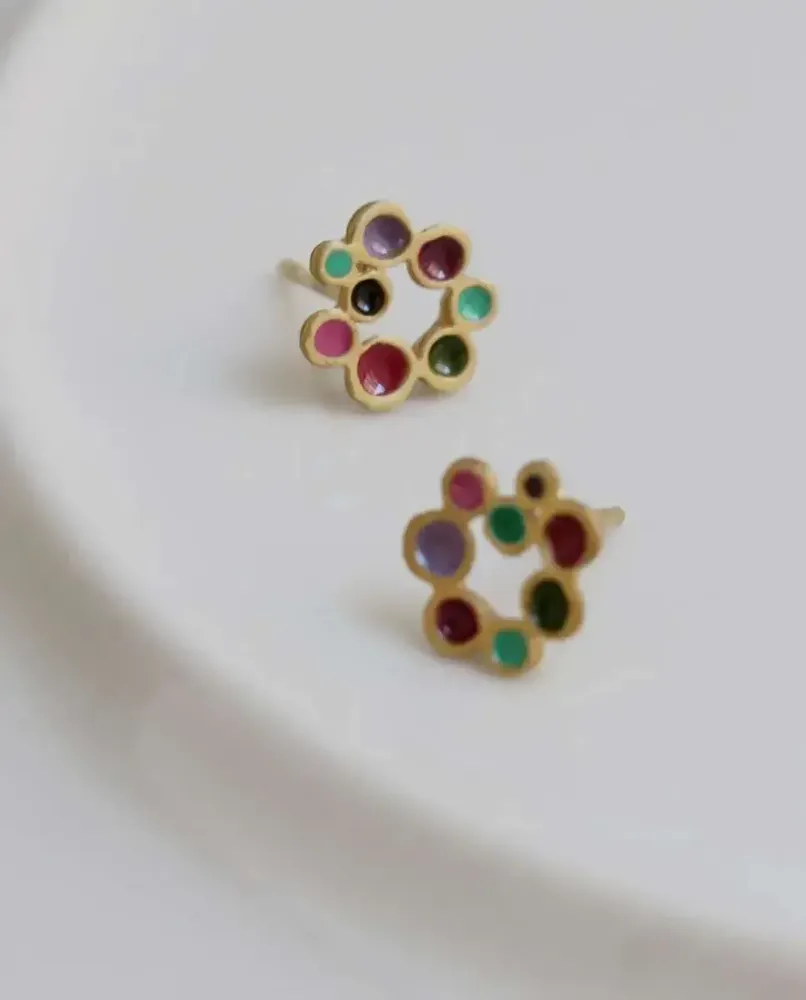 Jewelry - SMALL GOLDEN EARRINGS CANDY COLOURS - JOIDART