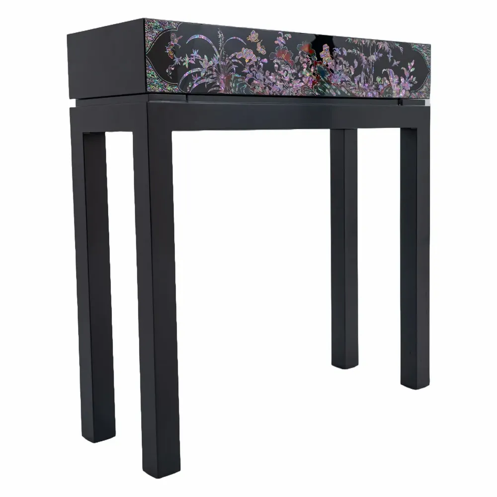 Consoles - Table console incrustée de nacre – Motifs floraux coréens avec tiroir - FEBRUARY MOUNTAIN