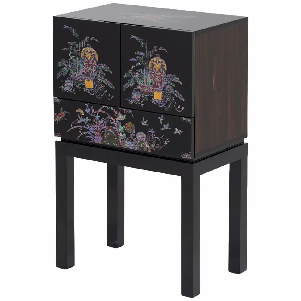 Chests of drawers - Mother-of-Pearl Cabinet with Drawer – Korean Floral & Still Life Motif - FEBRUARY MOUNTAIN