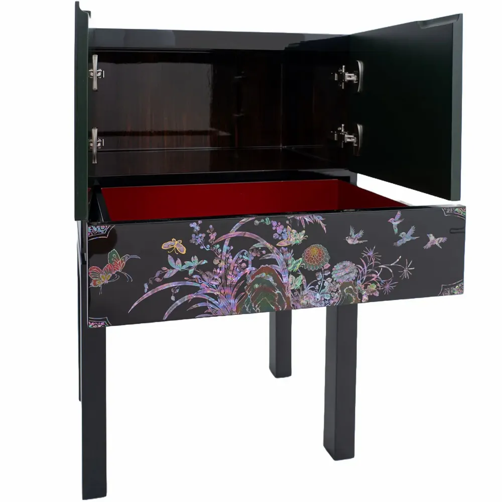 Chests of drawers - Mother-of-Pearl Cabinet with Drawer – Korean Floral & Still Life Motif - FEBRUARY MOUNTAIN