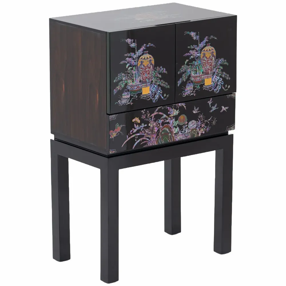 Chests of drawers - Mother-of-Pearl Cabinet with Drawer – Korean Floral & Still Life Motif - FEBRUARY MOUNTAIN