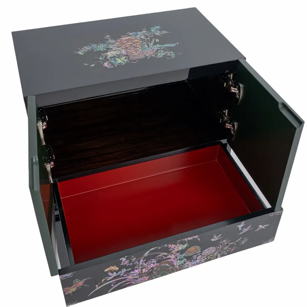 Chests of drawers - Mother-of-Pearl Cabinet with Drawer – Korean Floral & Still Life Motif - FEBRUARY MOUNTAIN