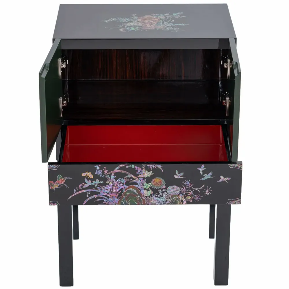 Chests of drawers - Mother-of-Pearl Cabinet with Drawer – Korean Floral & Still Life Motif - FEBRUARY MOUNTAIN