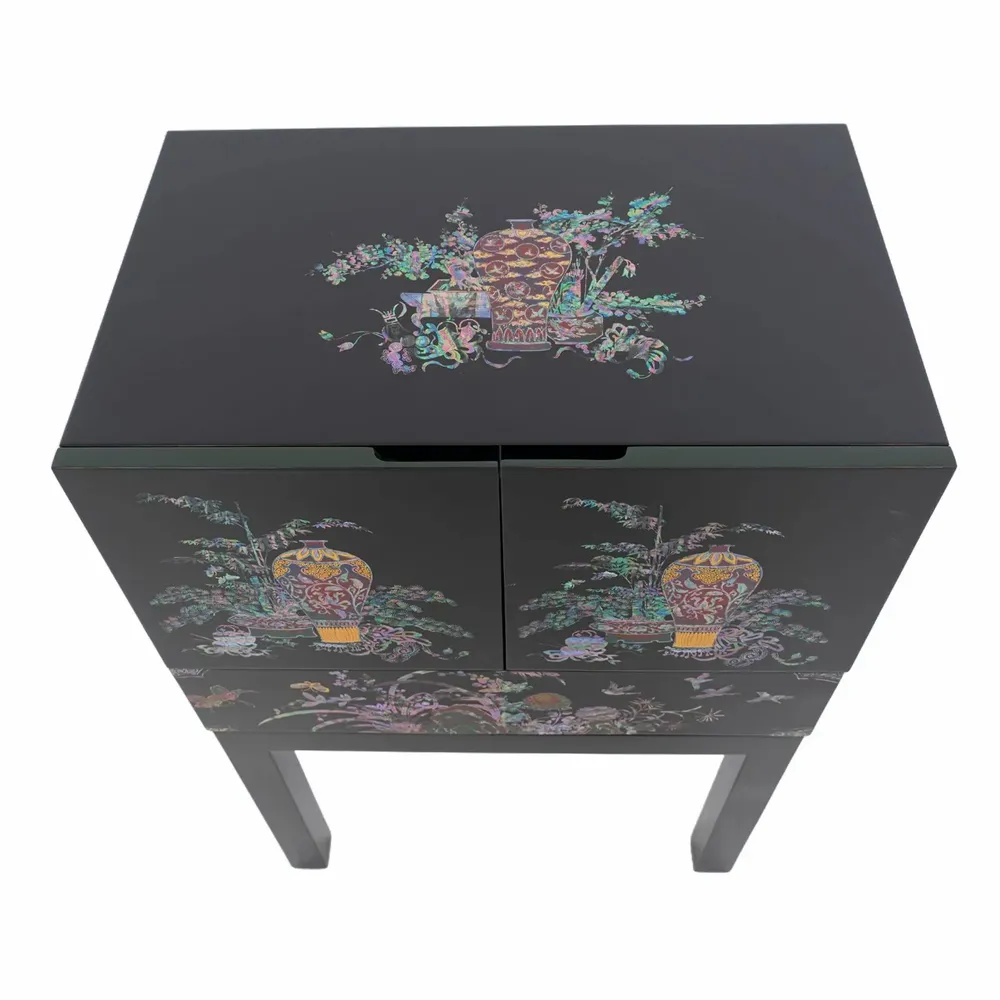 Chests of drawers - Mother-of-Pearl Cabinet with Drawer – Korean Floral & Still Life Motif - FEBRUARY MOUNTAIN