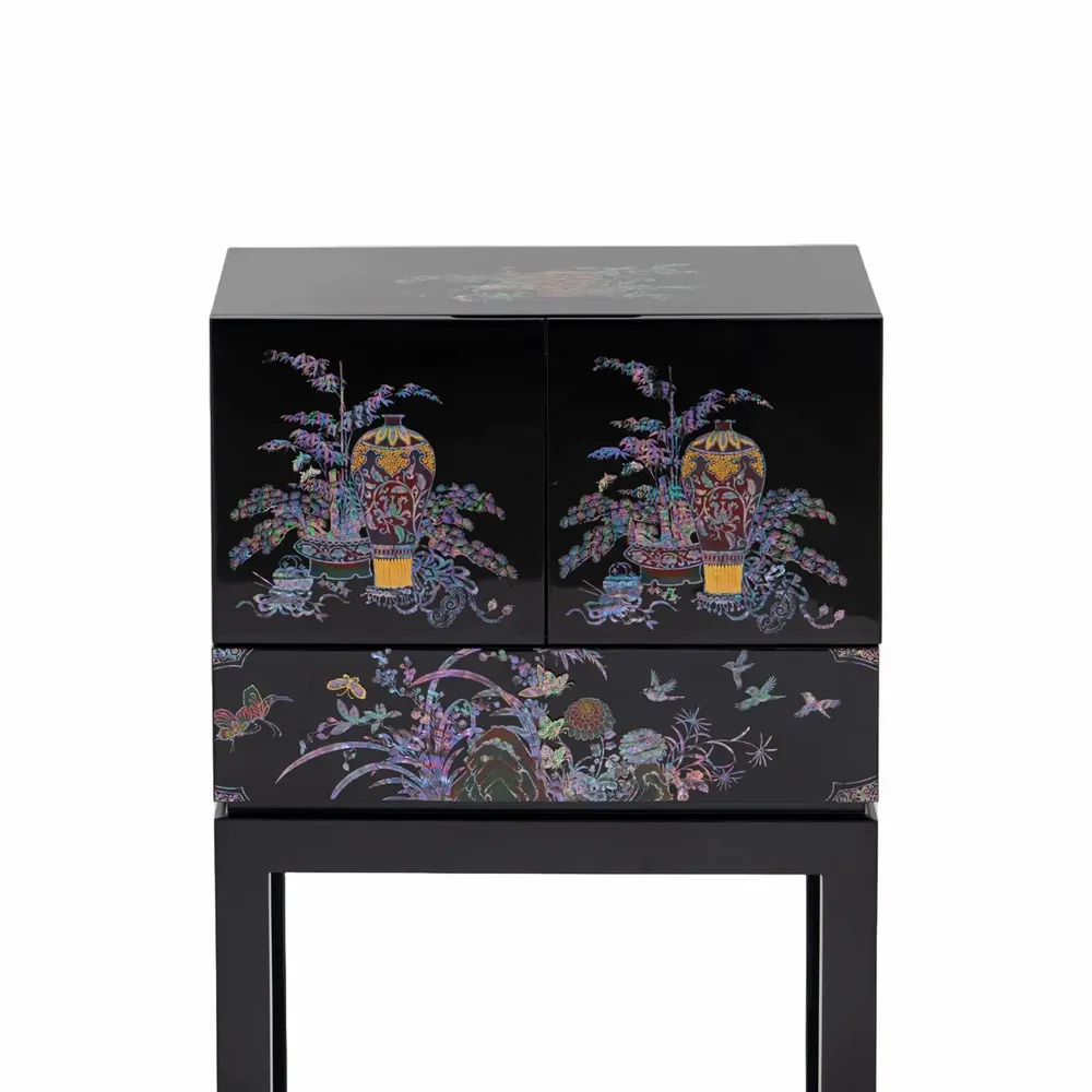 Chests of drawers - Mother-of-Pearl Cabinet with Drawer – Korean Floral & Still Life Motif - FEBRUARY MOUNTAIN