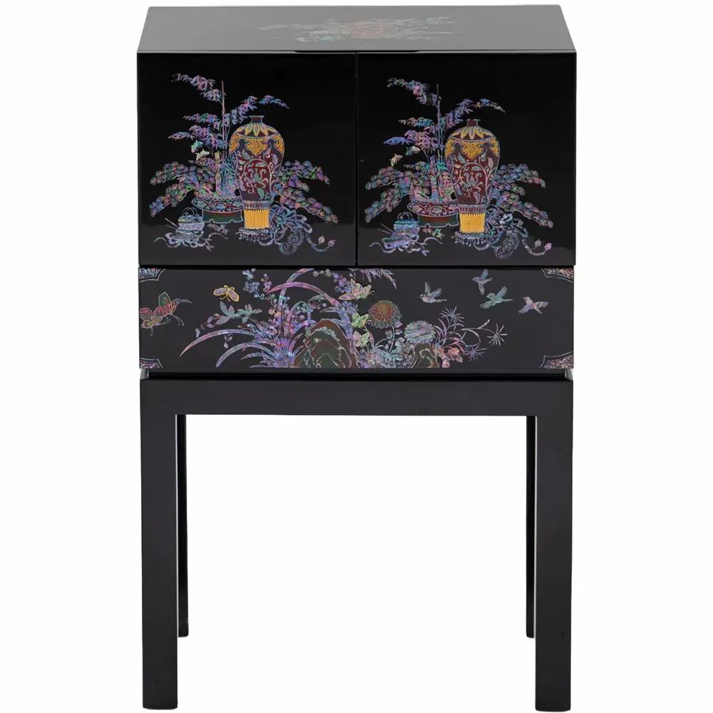 Chests of drawers - Mother-of-Pearl Cabinet with Drawer – Korean Floral & Still Life Motif - FEBRUARY MOUNTAIN