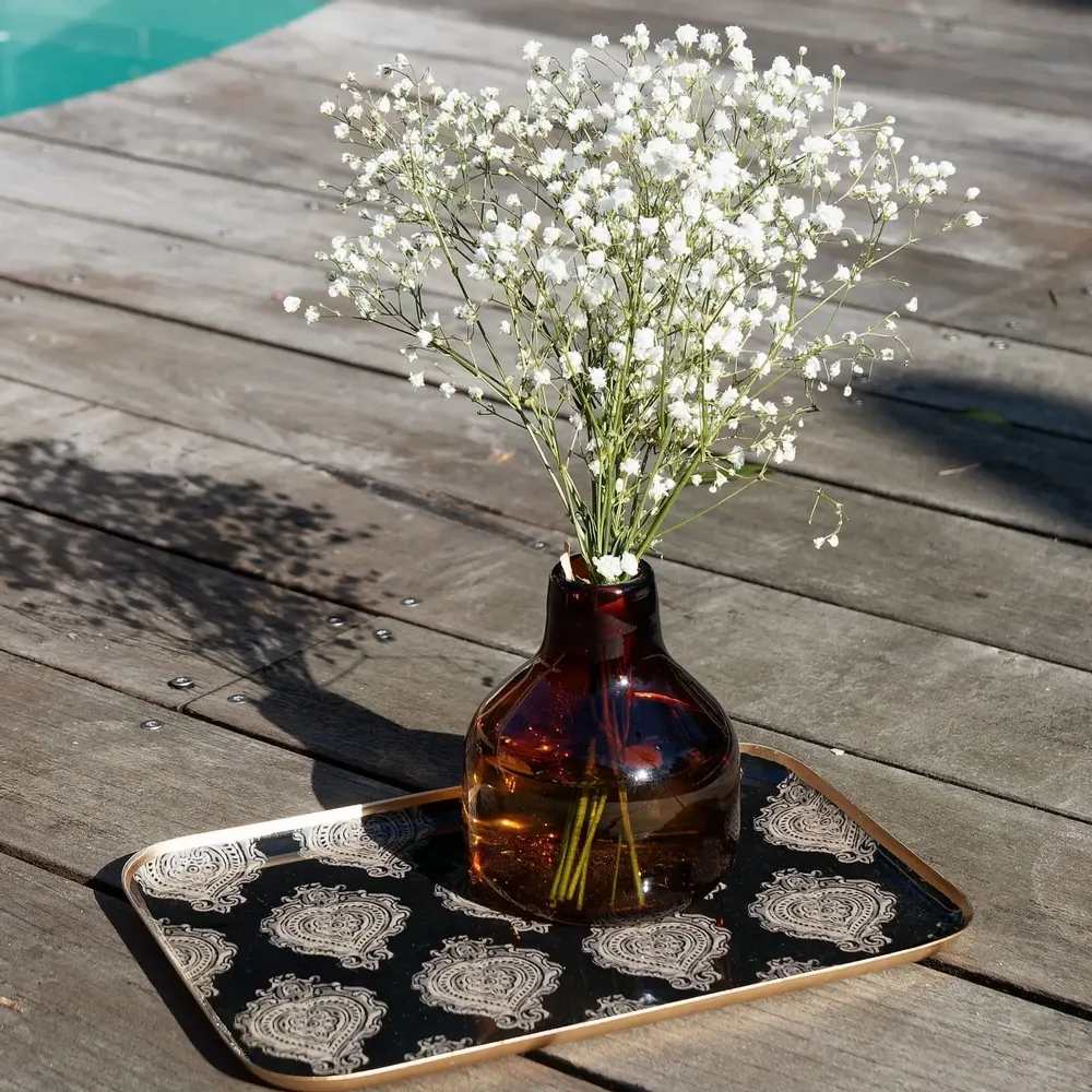 Trays - Enamel trays with handpainted gold trim, Arles ex-voto pattern - MAISON LILO