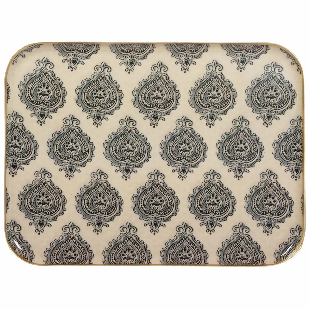 Trays - Enamel trays with handpainted gold trim, Arles ex-voto pattern - MAISON LILO