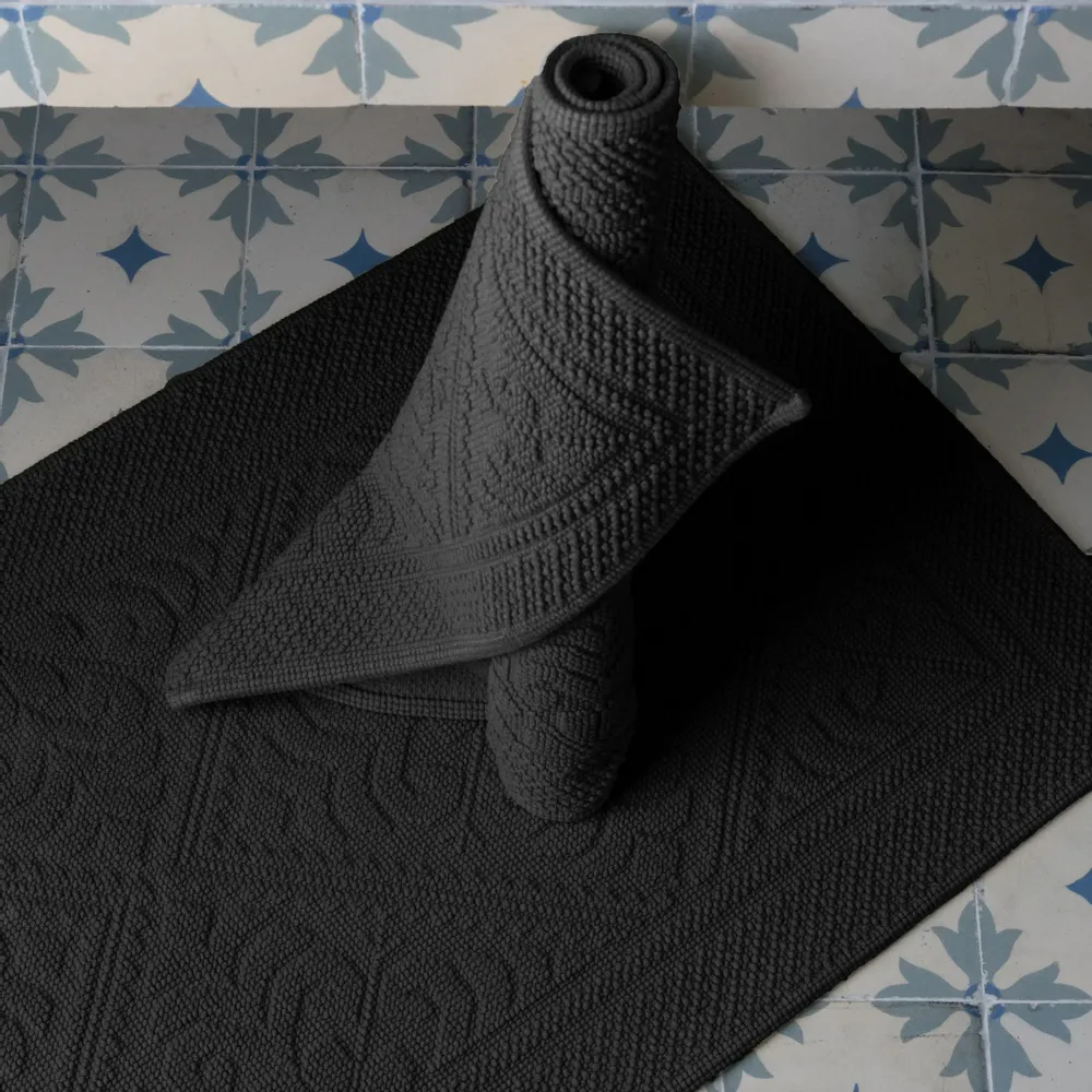 Other bath linens - Enzo Bath Mat Carbone 54 X 110 - MAISON VIVARAISE - SDE VIVARAISE WINKLER