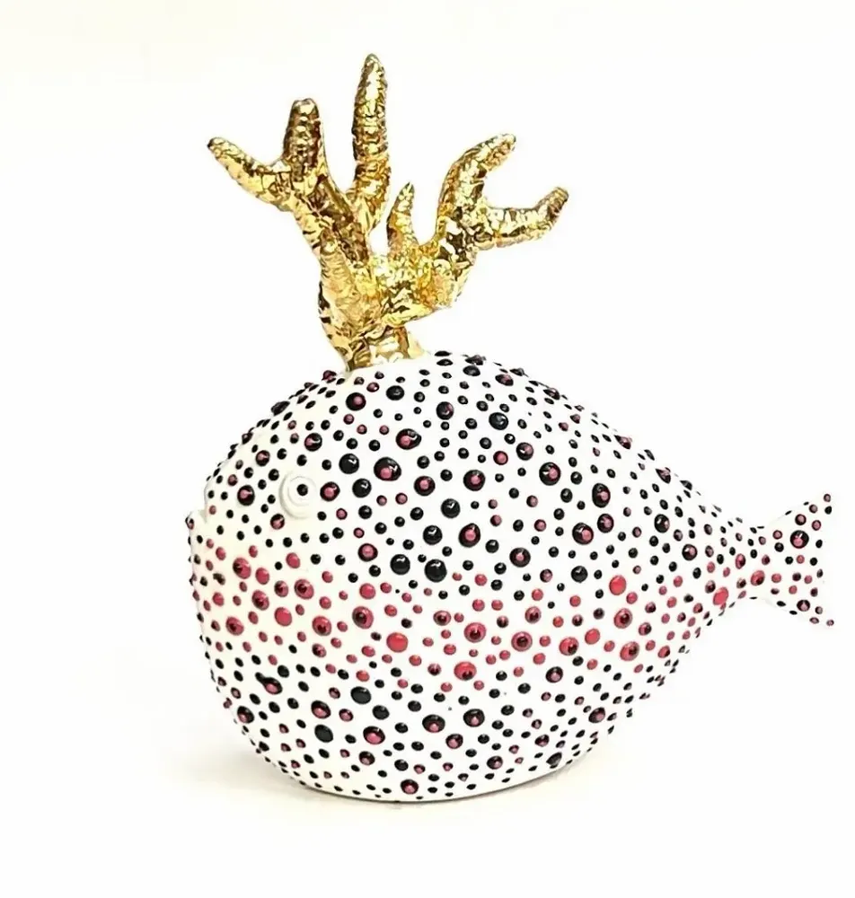 Design objects - Handmade ceramic sculpture, customizable GOLDEN FISH - MOSCHE BIANCHE