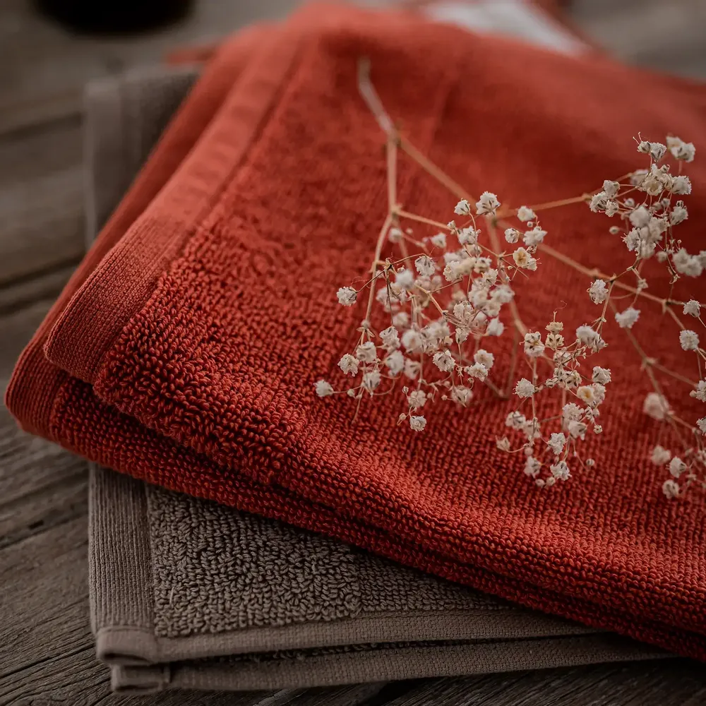 Kitchen utensils - Curl Eyelet Hand Towel Terracotta 50 X 50 - MAISON VIVARAISE - SDE VIVARAISE WINKLER