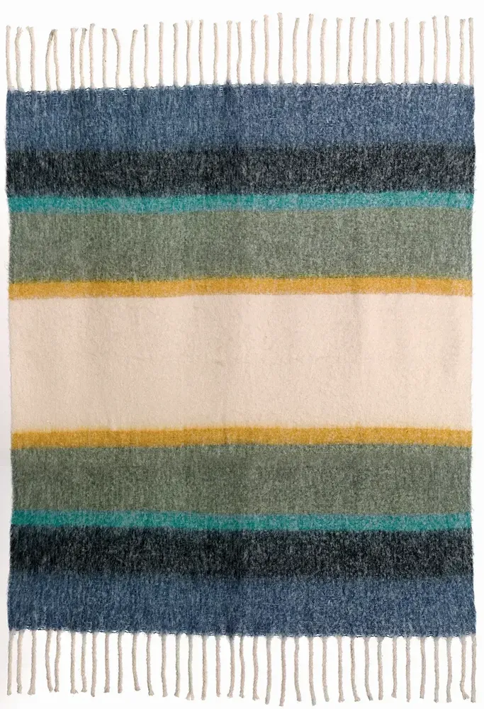 Throw blankets - Recycled Striped Throw Isabel Mousse 130 X 160 - MAISON VIVARAISE - SDE VIVARAISE WINKLER