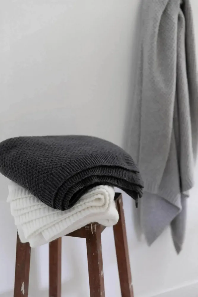 Throw blankets - Recycled Knit Throw Danilo Carbone 130 X 160 - MAISON VIVARAISE - SDE VIVARAISE WINKLER