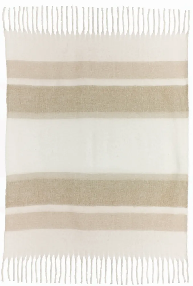 Throw blankets - Recycled Striped Throw Isabel Naturel 130 X 160 - MAISON VIVARAISE - SDE VIVARAISE WINKLER