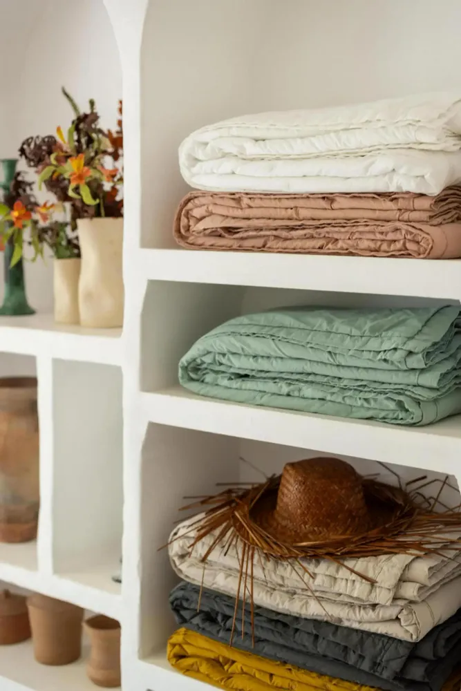 Linge de lit - Jeté de lit Tika Opaline 260 x 260 - MAISON VIVARAISE - SDE VIVARAISE WINKLER