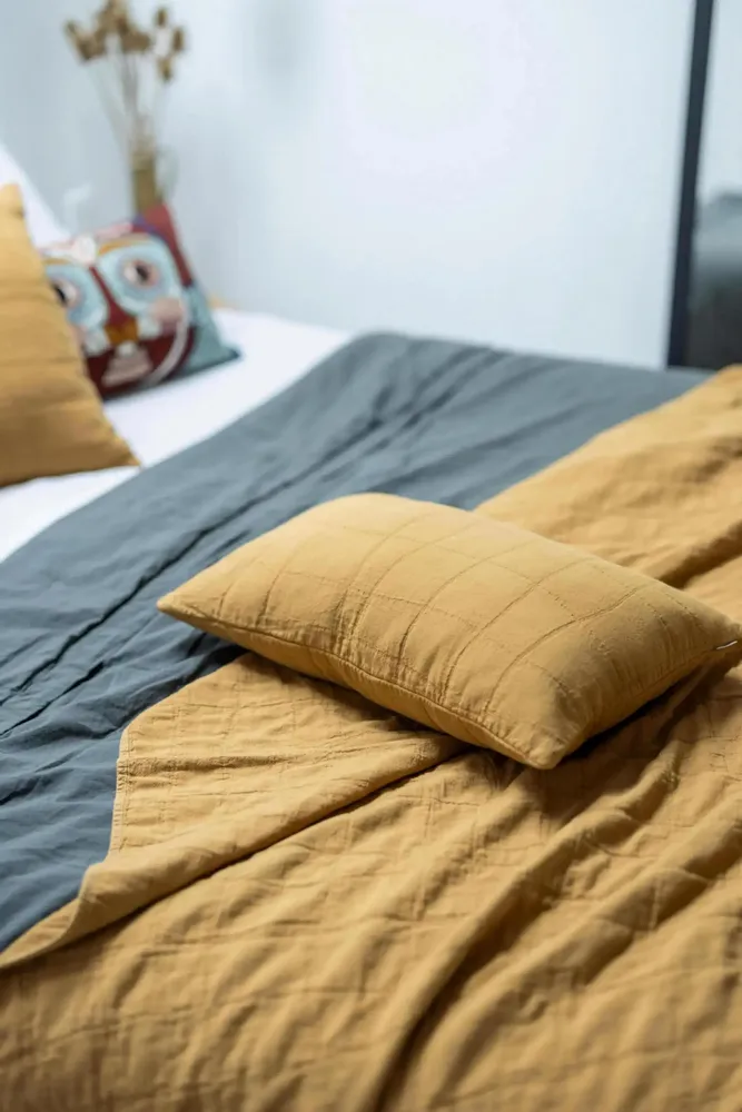 Linge de lit - Jeté recyclé Titou Havane 260 x 260 - MAISON VIVARAISE - SDE VIVARAISE WINKLER