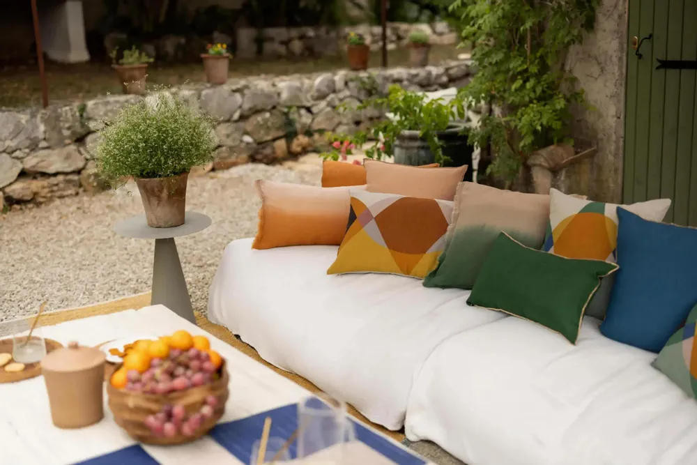 Cushions - Zeff Malory Printed Cushion Dragée 45 X 45 - MAISON VIVARAISE - SDE VIVARAISE WINKLER