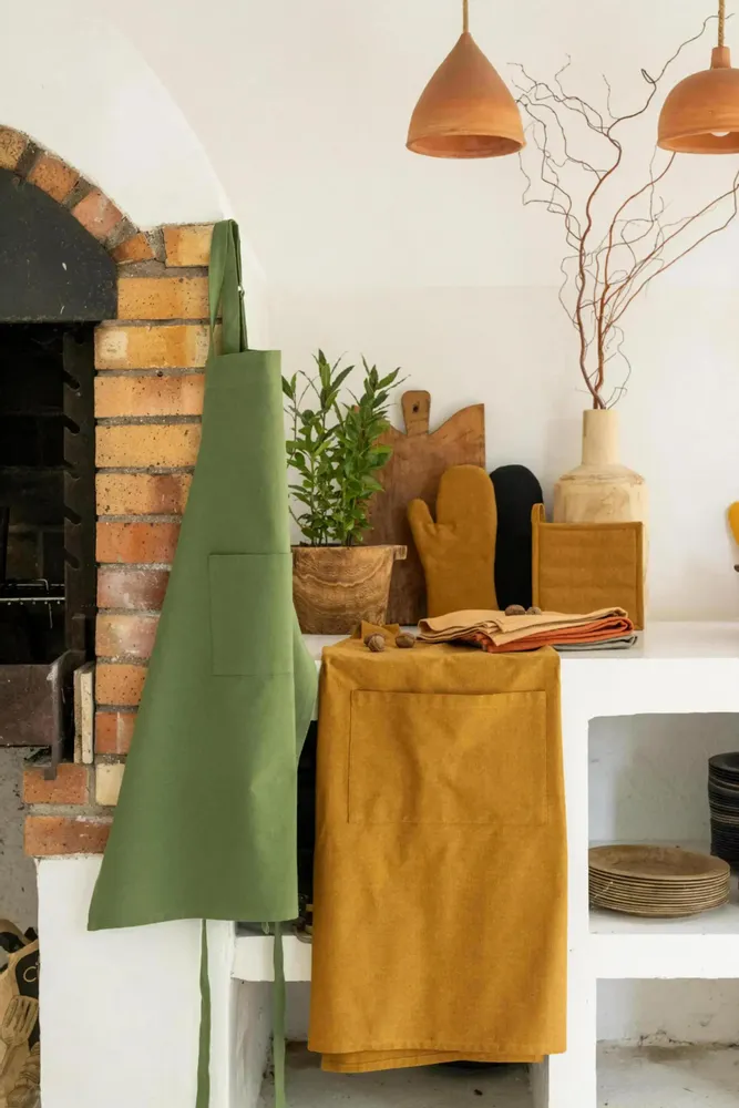 Aprons - Recycled Kitchen Apron Gen Ambre 120 X 85 - MAISON VIVARAISE - SDE VIVARAISE WINKLER