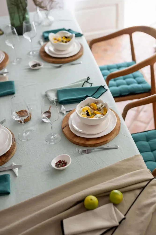Napkins - Grace Recycled Table Napkin Céladon 40 X 40 - MAISON VIVARAISE - SDE VIVARAISE WINKLER