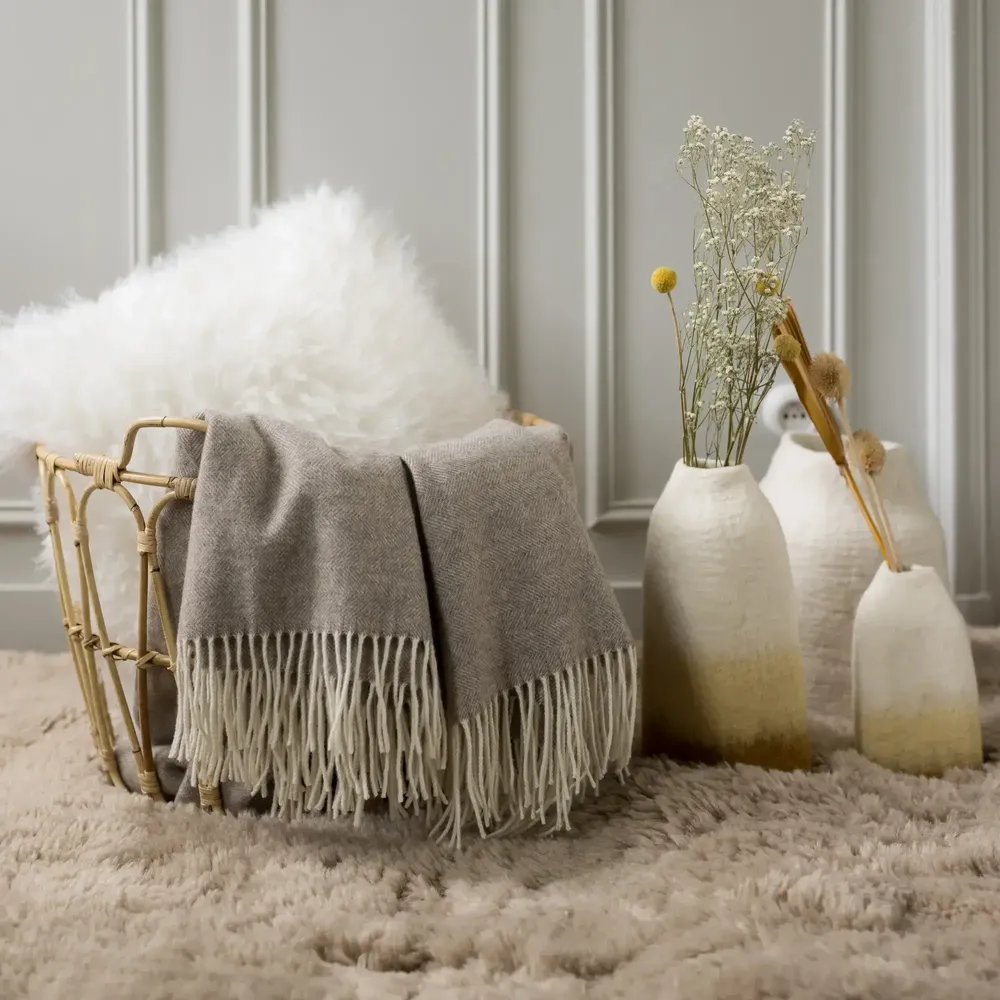 Throw blankets - Carina Throw Blanket Naturel 130 X 190 - MAISON VIVARAISE - SDE VIVARAISE WINKLER
