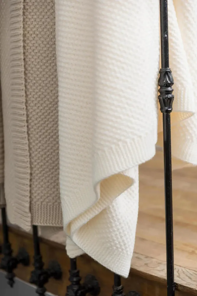 Throw blankets - Recycled Knit Throw Danilo Ivoire 130 X 160 - MAISON VIVARAISE - SDE VIVARAISE WINKLER